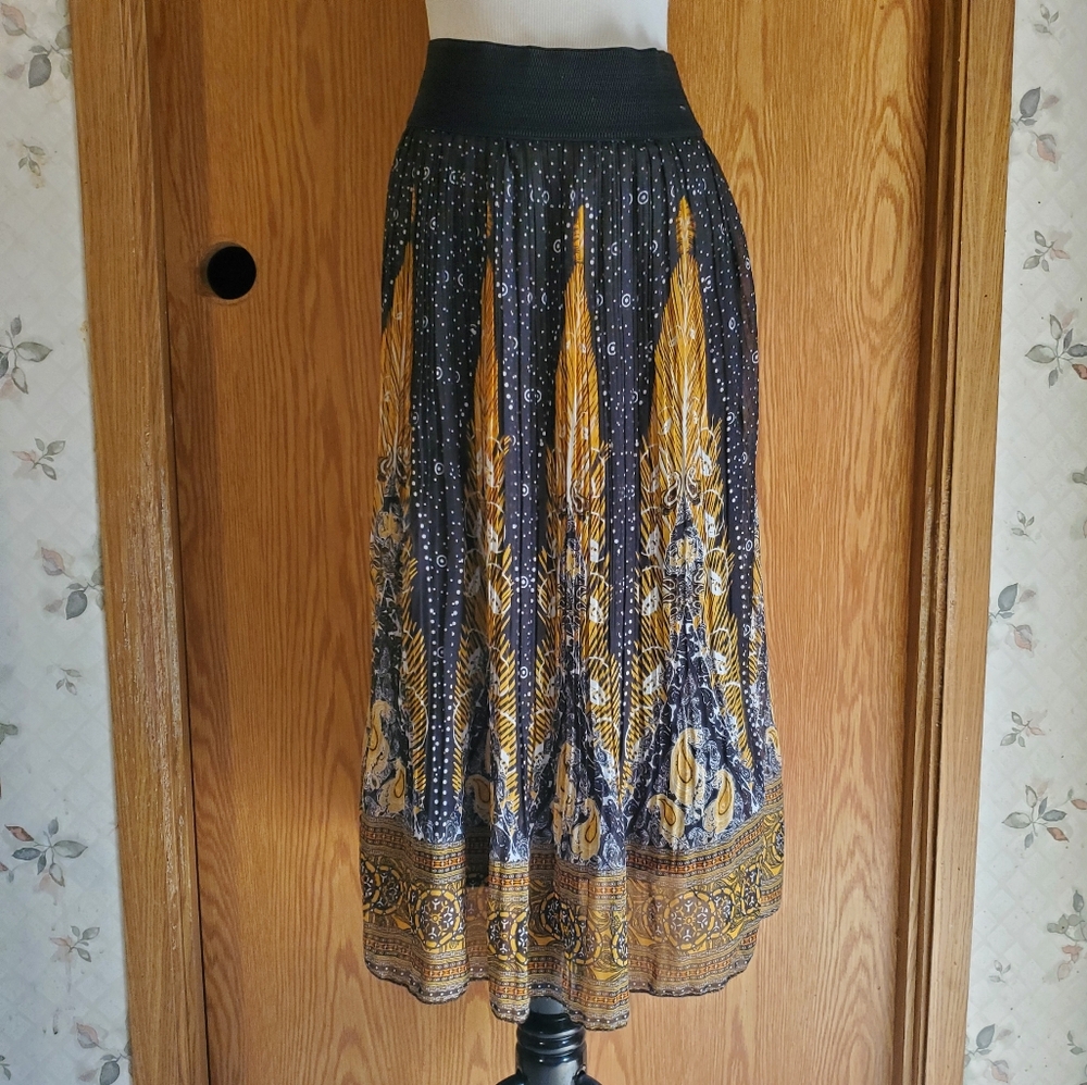 Bohemian Black and Gold Maxi Skirt
